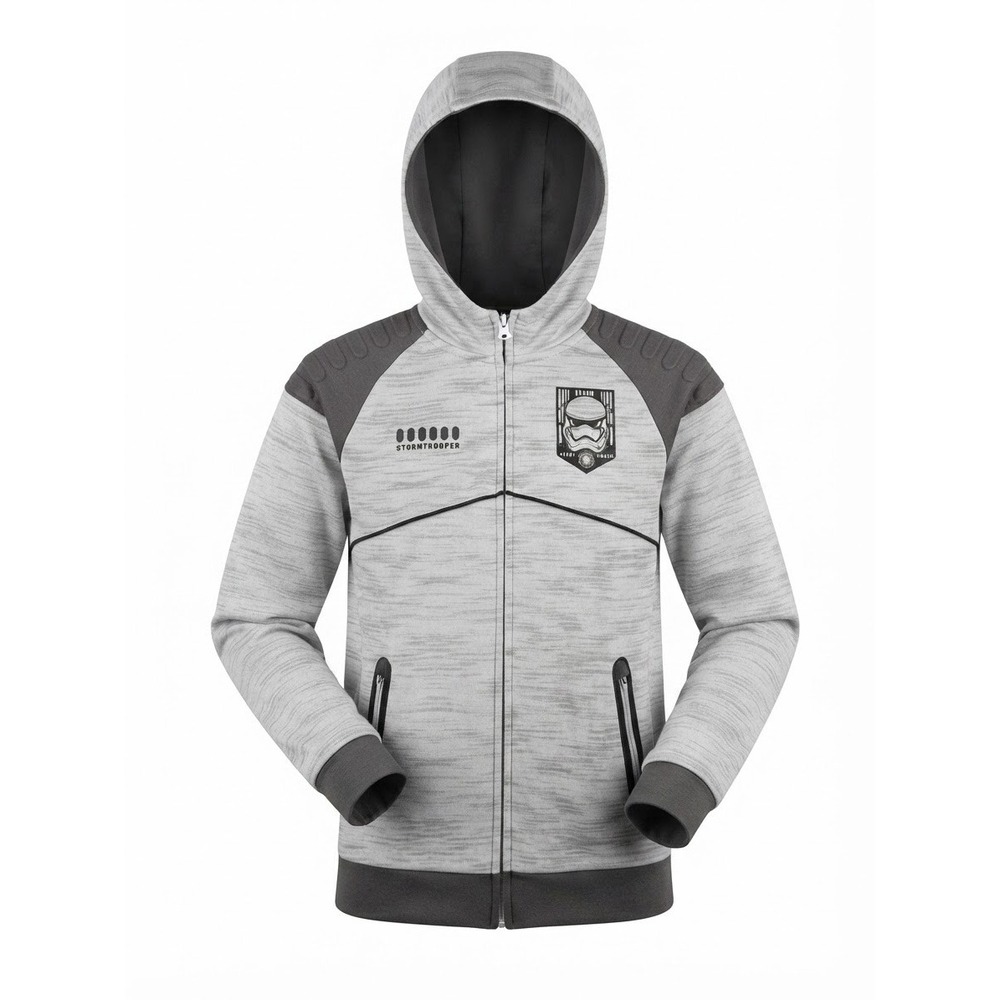 Star Wars Stormtrooper Hoodie Kids M 10/12 Gray Full Zip Jacket Good